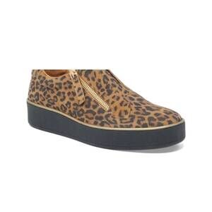 NEW ZIERA women's zikta w sneakers in tan leopard suede/ black sole